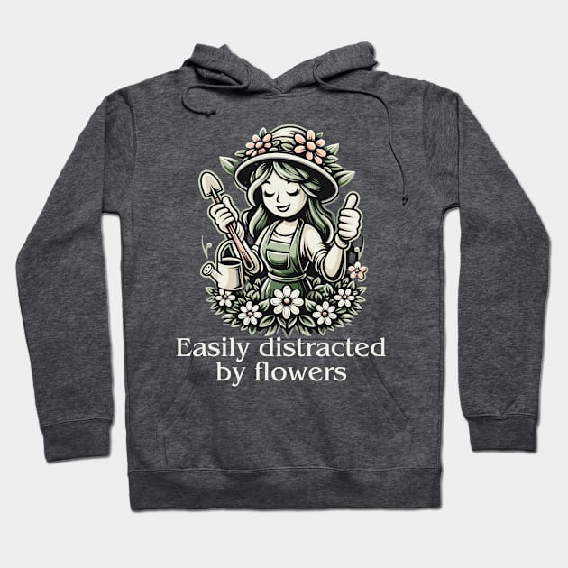 Easily Distracted By Flowers Hoodie by Etopix